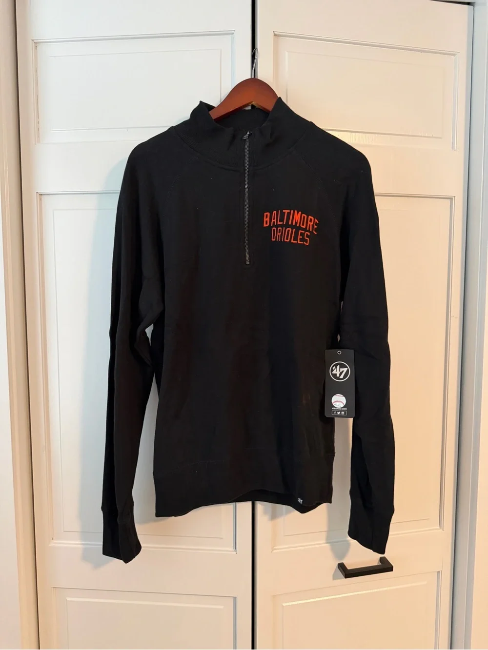 New With Tags 47 Men's Baltimore Orioles Black Quarter-Zip Pullover - Picture 7 of 8